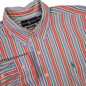 Ralph Lauren Colorful Stripe Long Sleeve Button Down Shirt Men's Size XL Classic